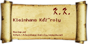 Kleinhans Károly névjegykártya